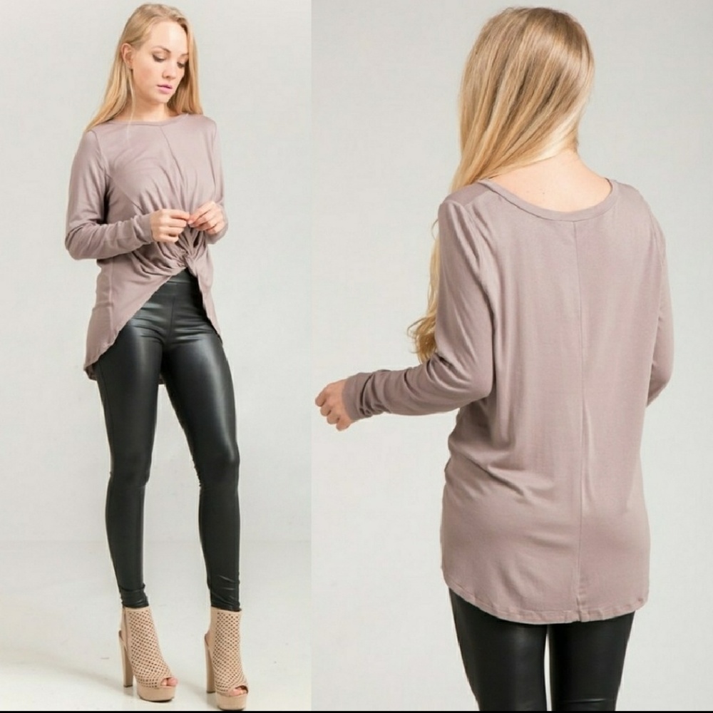 Hi-Low knot front top -Black - Picture 3 of 3